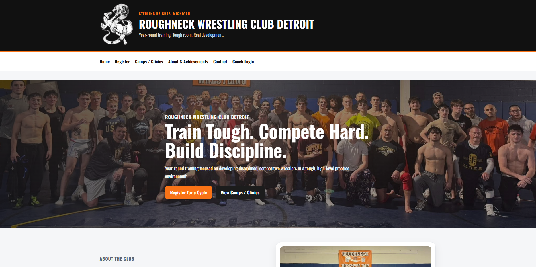 Roughneck Wrestling Club Detroit website preview